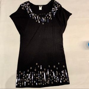 Nanette Lepore black sequin sweater tunic / mini